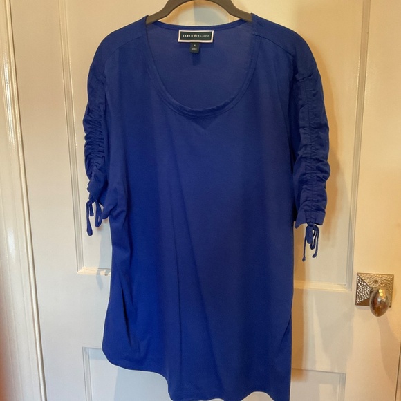 Karen Scott royal blue tee with rouched shoulder detail, XL - Picture 5 of 5